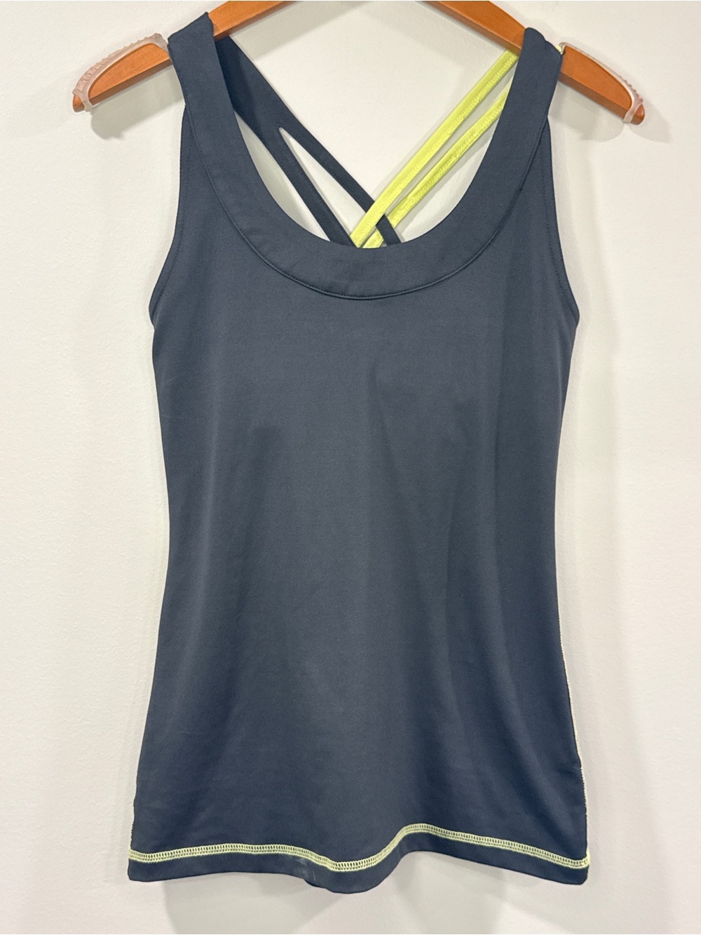 tek gear Womens Grey Tank Top with Neon Yellow Straps Size M